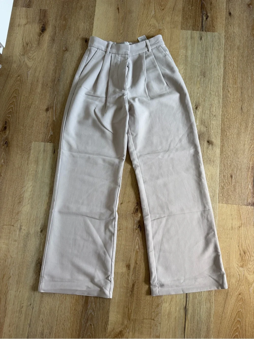 Abercrombie & Fitch Wide-Leg Trousers in Light Beige